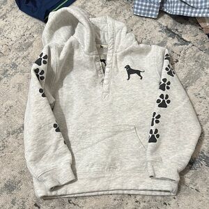 The Black Dog Gray Hoodie with Paw Prints